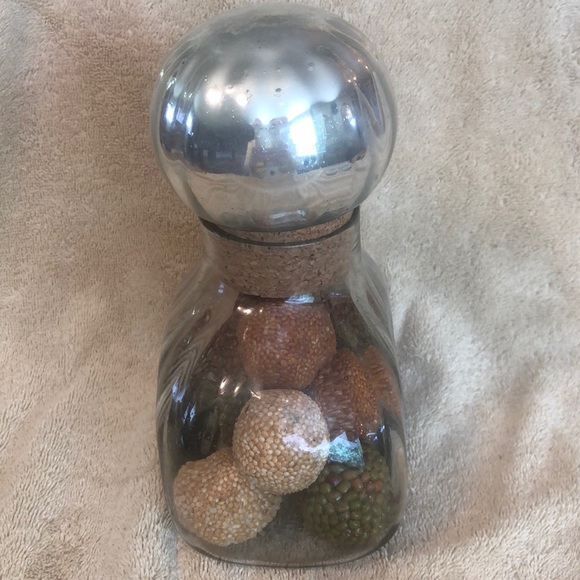 VTG BLOWN GLASS DECANTER WITH MERCURY GLASS STOPPER PERFUME BOTTLE SHAPE… - Picture 2 of 6